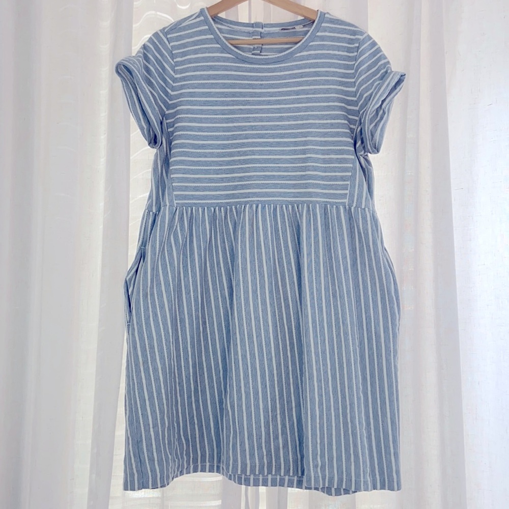 Cotton babydoll striped pocket dress